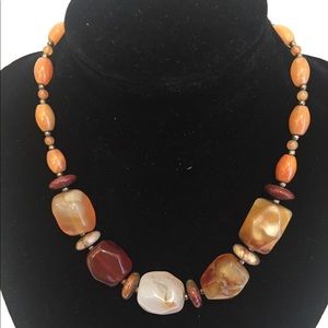 Natural stone necklace with silver clasp